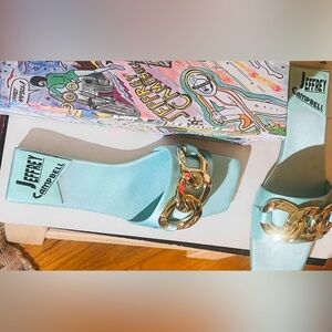 Jeffrey Campbell Mint Slides with Gold Chain